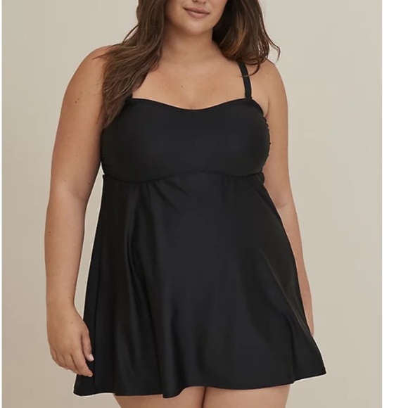 torrid Other - TORRID A-LINE MID LENGTH SWIM DRESS - BLACK